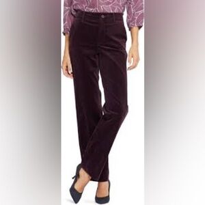 NWT NYDJ Straight Leg Velveteen Trouser Pants Eggplant Plum Purple